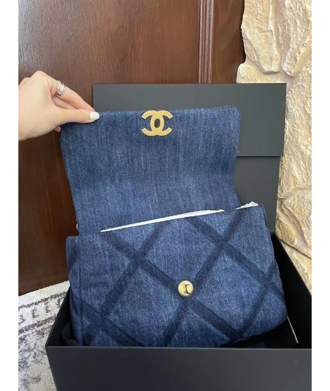 CHANEL Голубая деним сумка через плечо, фото 6