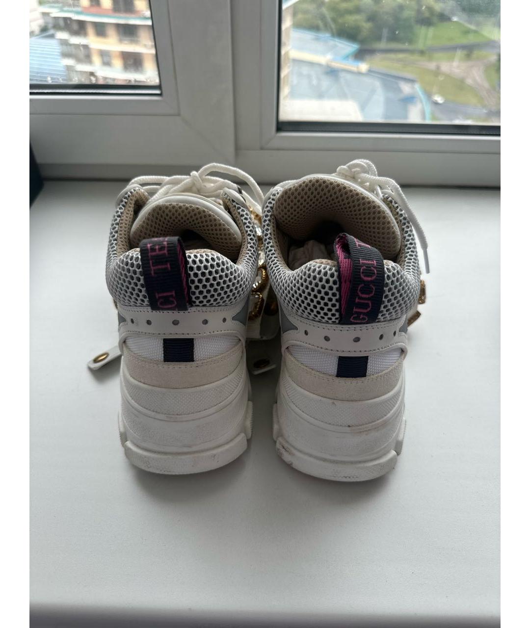 GUCCI Белые текстильные кроссовки, фото 4