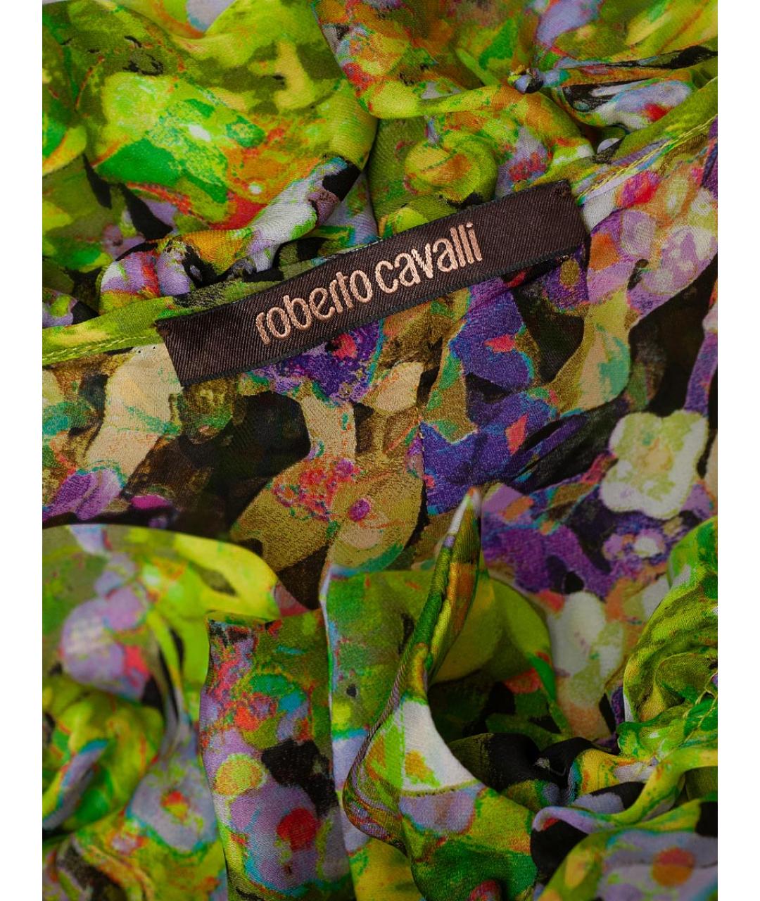 ROBERTO CAVALLI Зеленые шелковое платье, фото 4