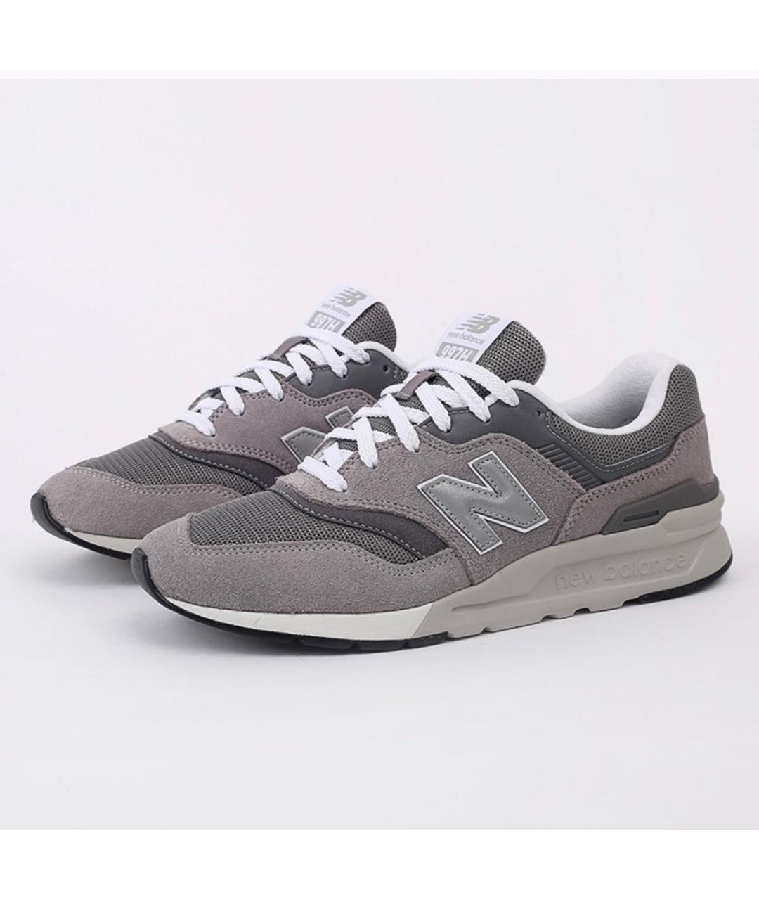 NEW BALANCE Серые замшевые низкие кроссовки / кеды, фото 2