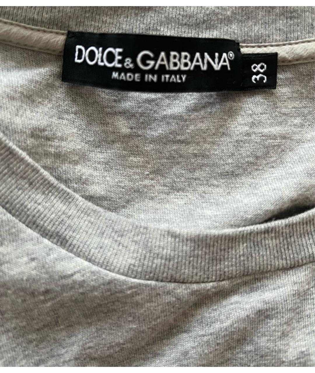 DOLCE&GABBANA Серая хлопковая футболка, фото 3