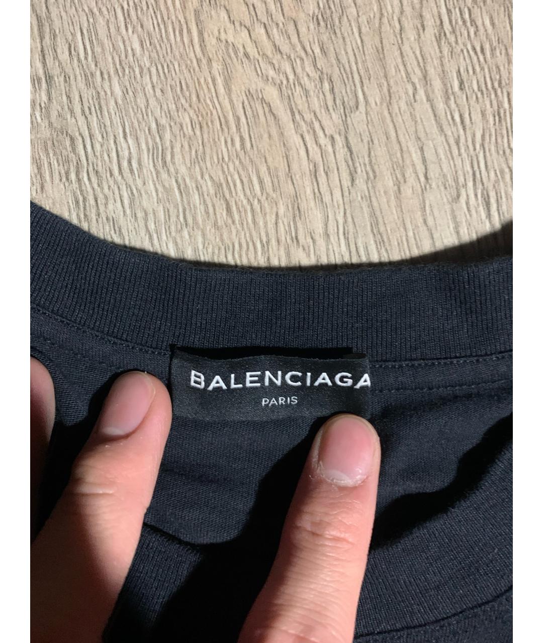 BALENCIAGA Черная хлопковая футболка, фото 2