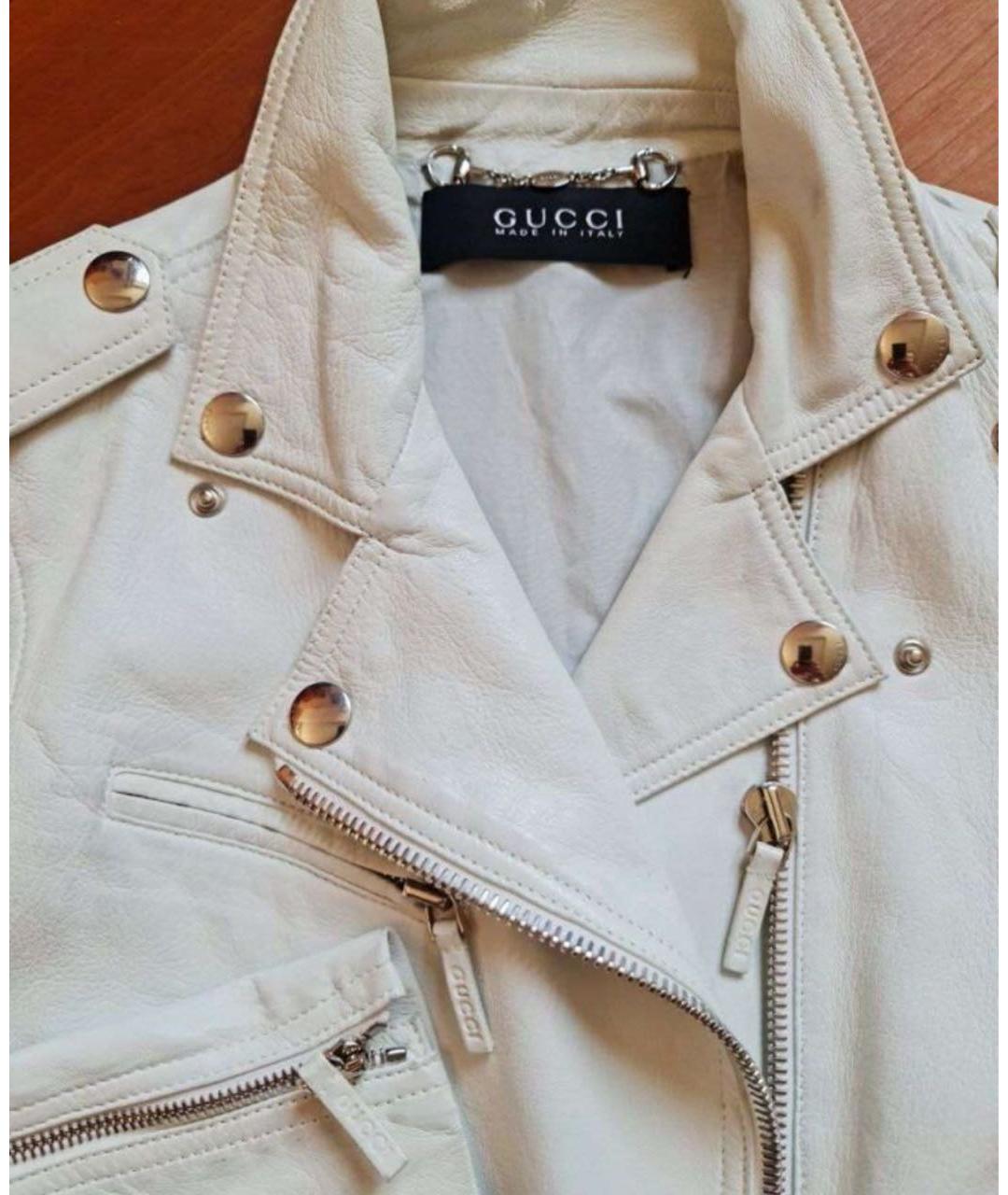 GUCCI Белая кожаная куртка, фото 7