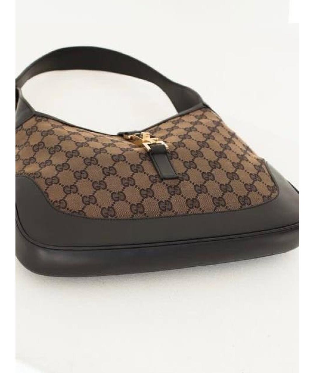 GUCCI Коричневая тканевая сумка с короткими ручками, фото 4