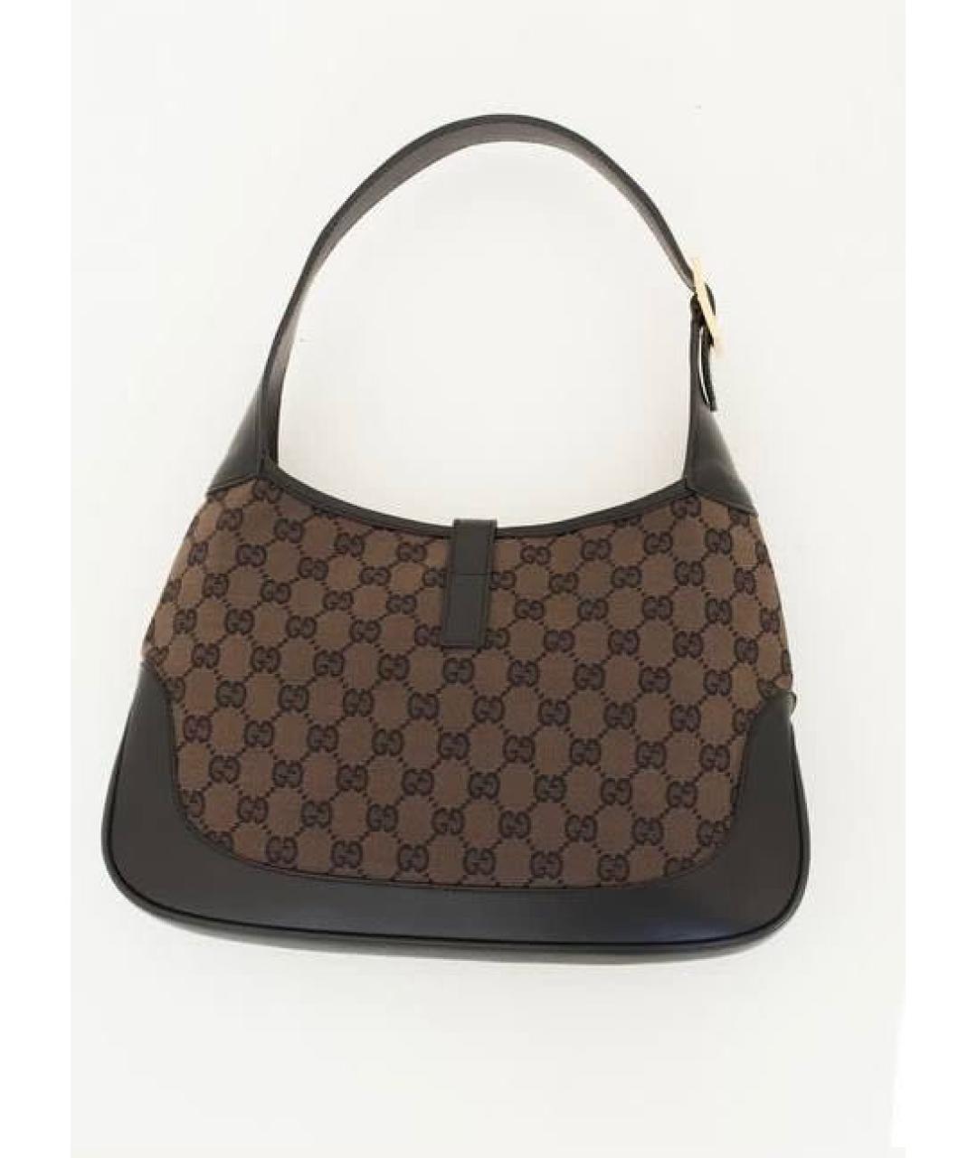 GUCCI Коричневая тканевая сумка с короткими ручками, фото 3