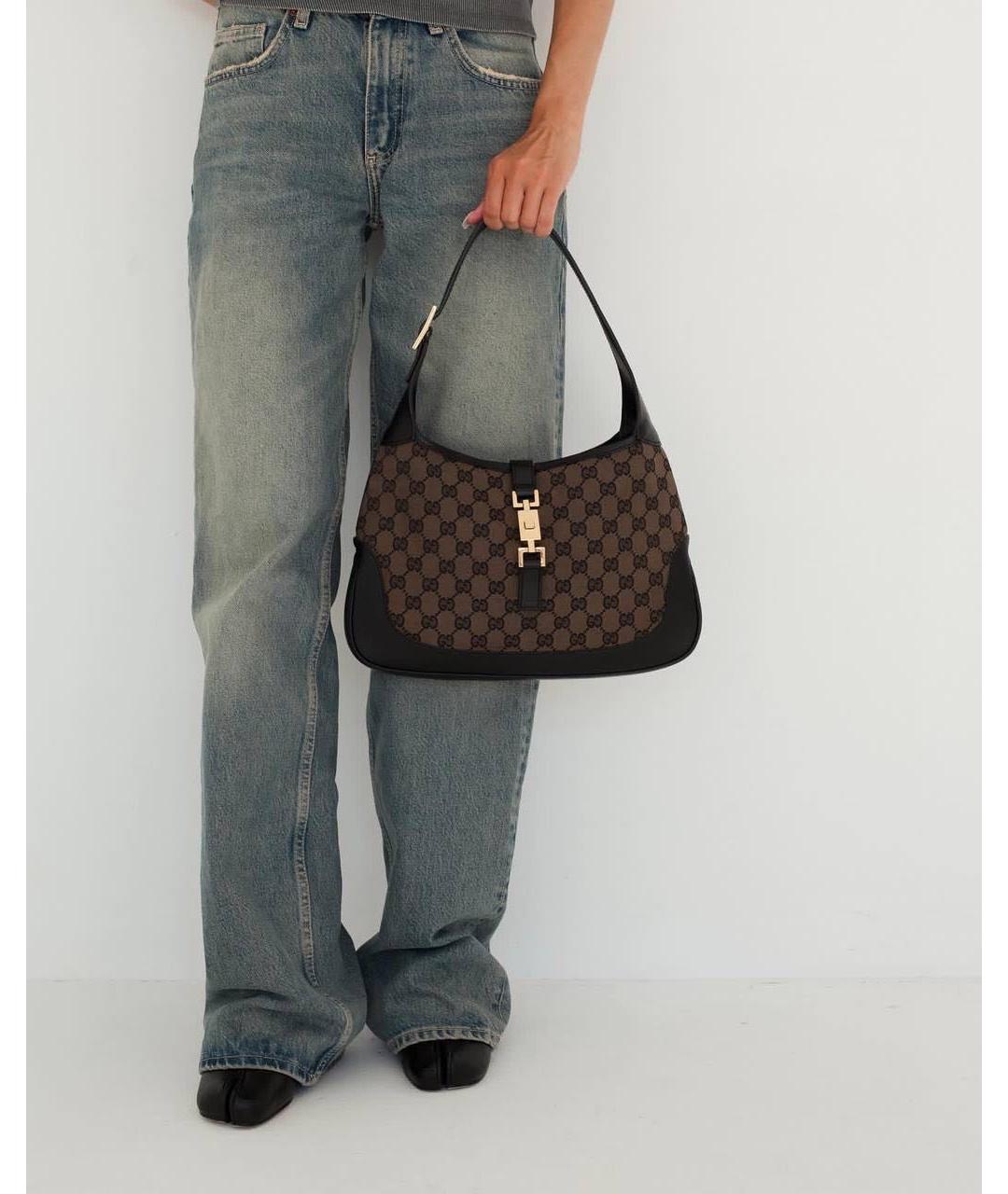 GUCCI Коричневая тканевая сумка с короткими ручками, фото 7