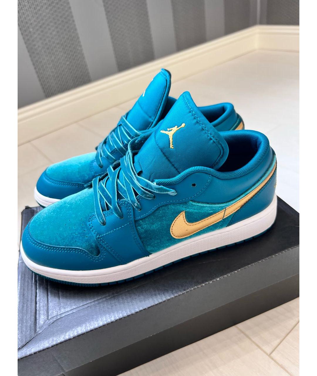 JORDAN Бирюзовые кожаные кроссовки, фото 5