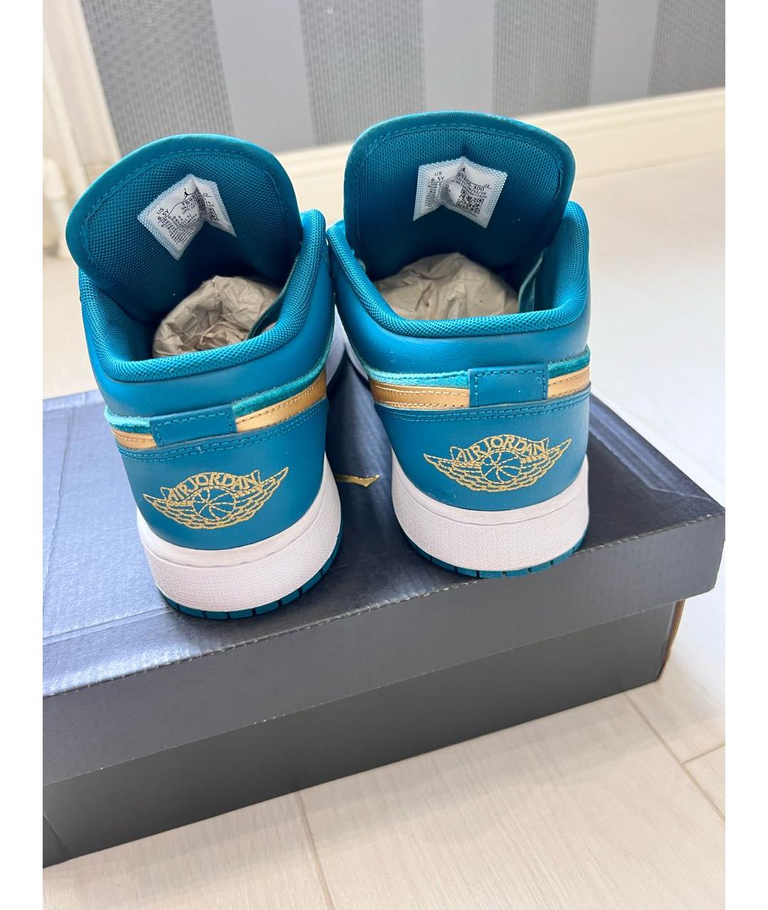 JORDAN Бирюзовые кожаные кроссовки, фото 2