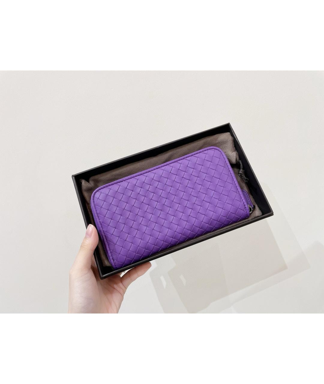 BOTTEGA VENETA Фиолетовый кожаный кошелек, фото 7