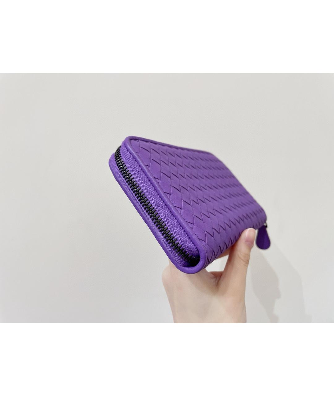 BOTTEGA VENETA Фиолетовый кожаный кошелек, фото 4