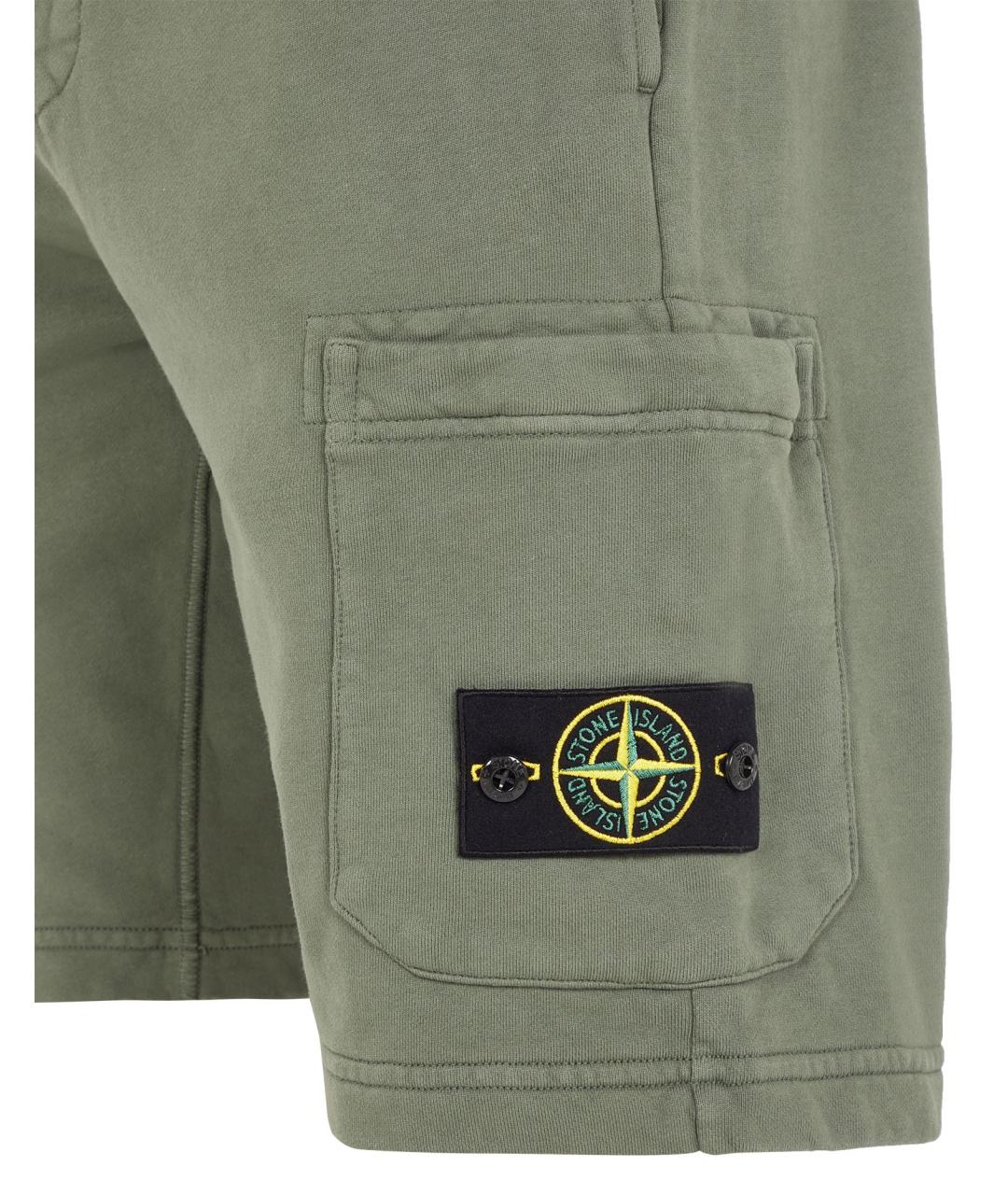 STONE ISLAND Зеленые хлопковые шорты, фото 3