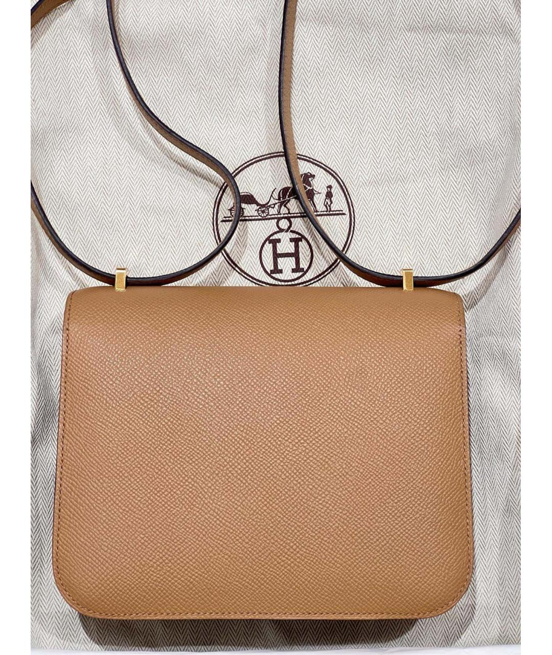 HERMES Бежевая кожаная сумка через плечо, фото 2