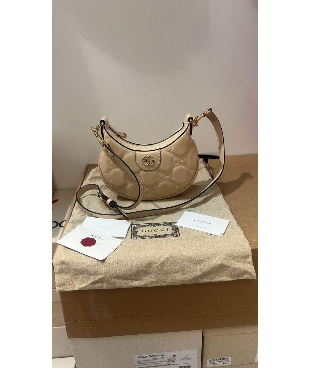 GUCCI Бежевая кожаная сумка через плечо, фото 3