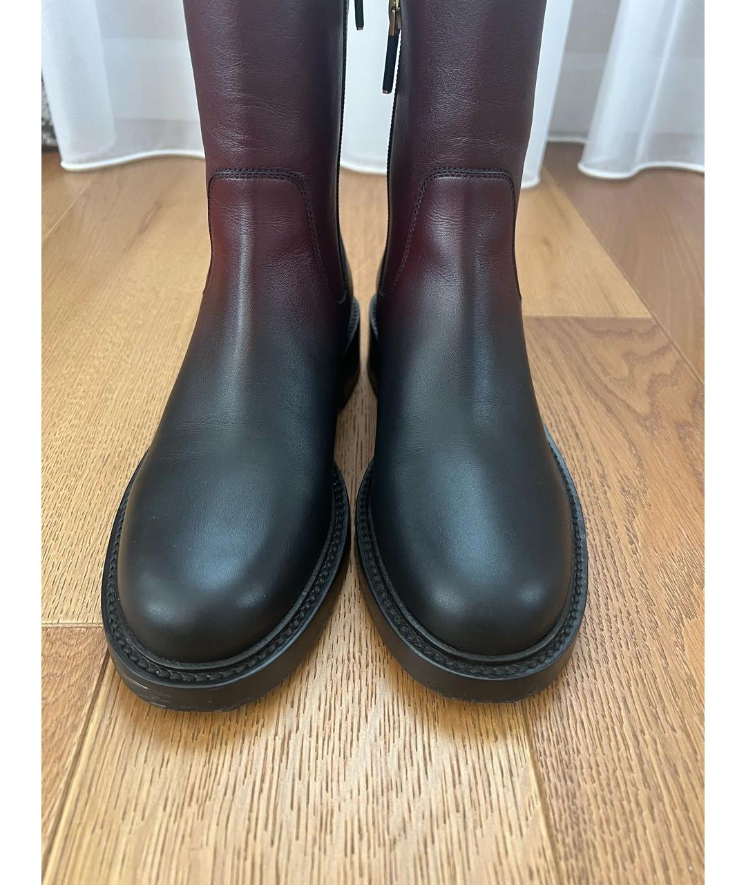 CHRISTIAN DIOR Бордовые кожаные полусапоги, фото 4