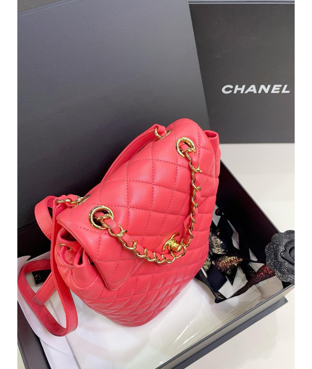 CHANEL Коралловый кожаный рюкзак, фото 7