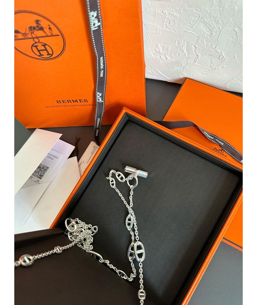 HERMES Серебряное серебряное колье, фото 4
