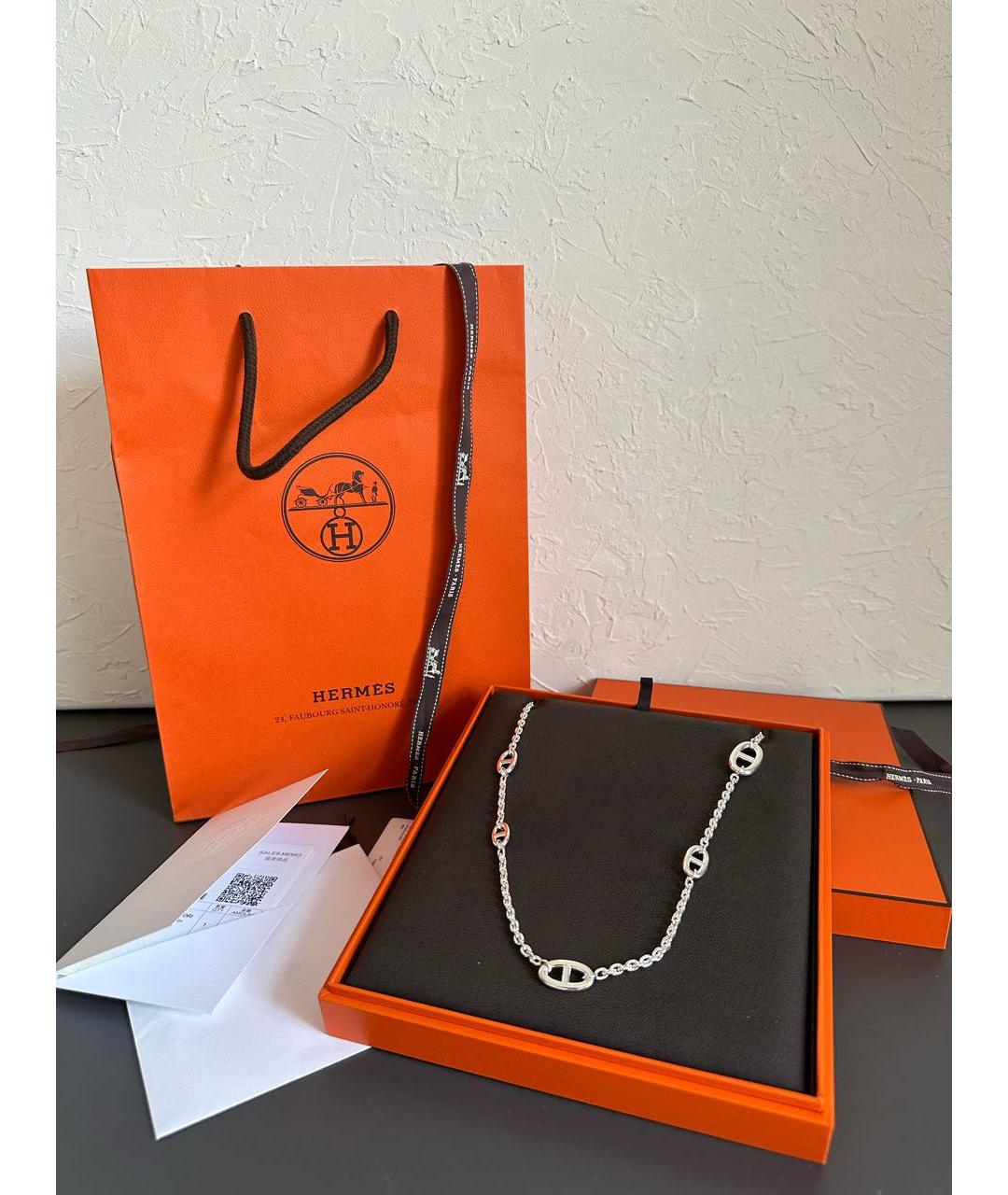 HERMES Серебряное серебряное колье, фото 2