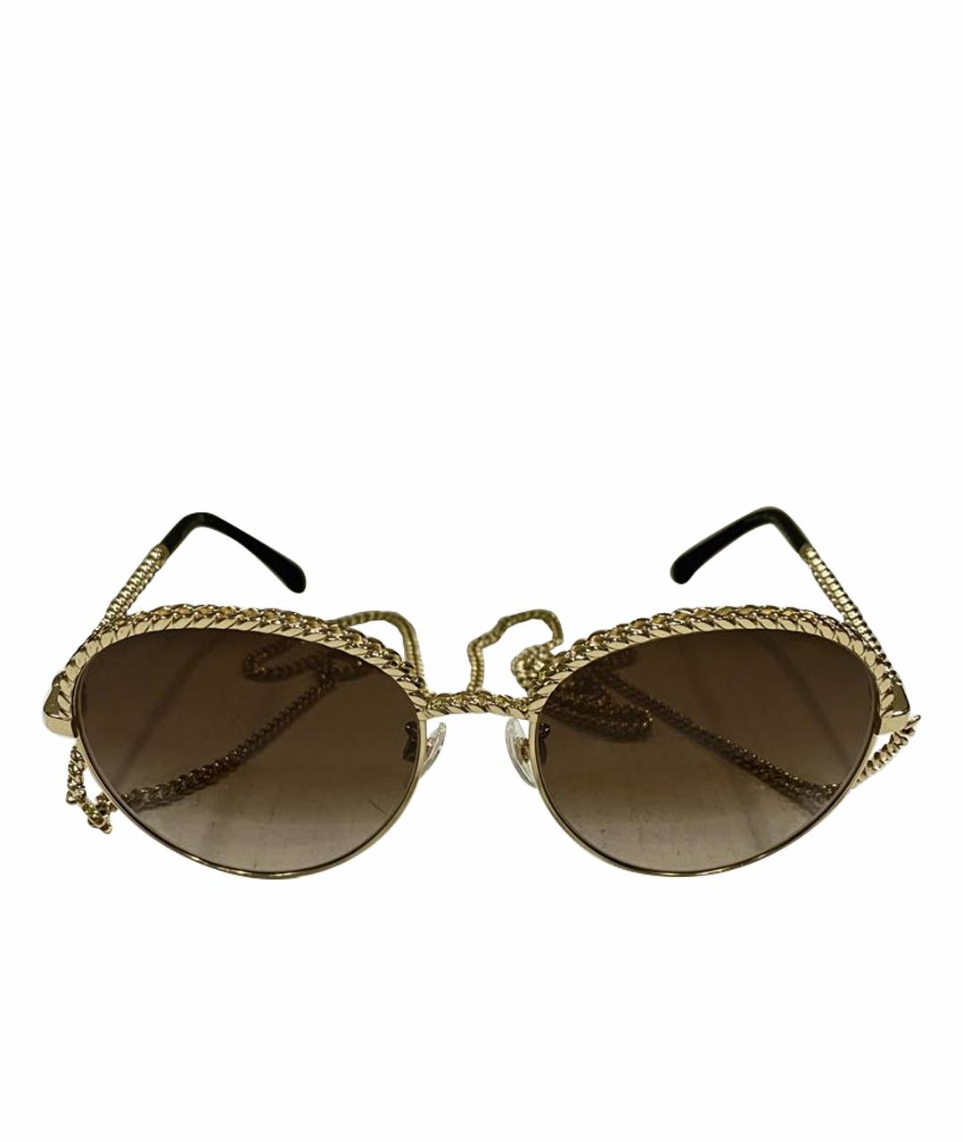 CHANEL Коричневые металлические солнцезащитные очки, фото 1