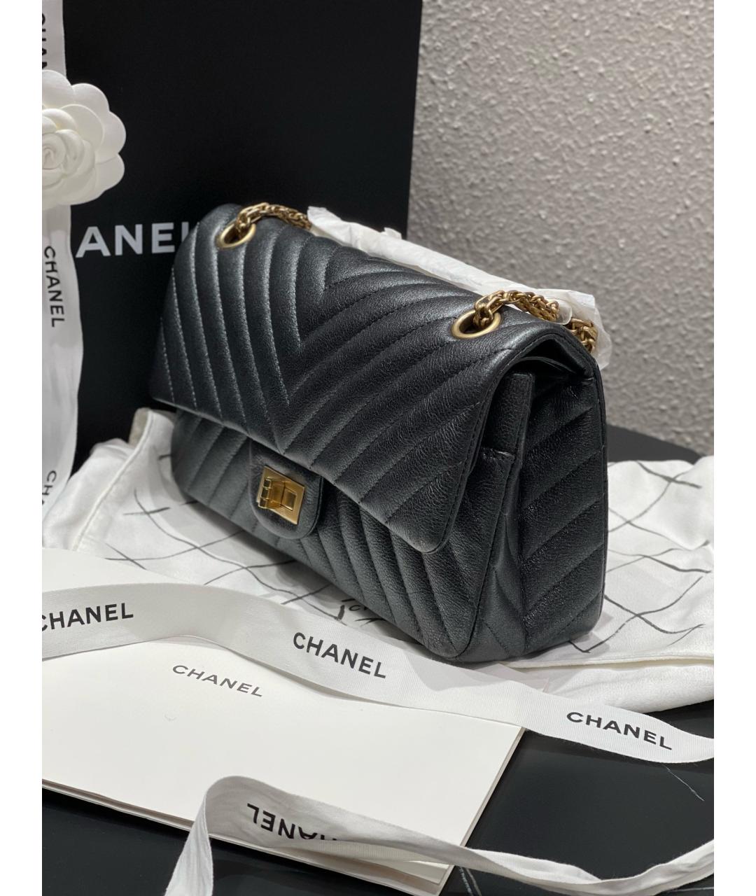 CHANEL Антрацитовая кожаная сумка через плечо, фото 6