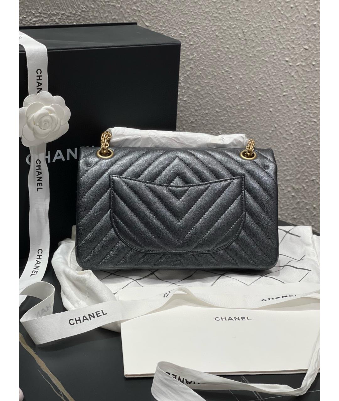 CHANEL Антрацитовая кожаная сумка через плечо, фото 3