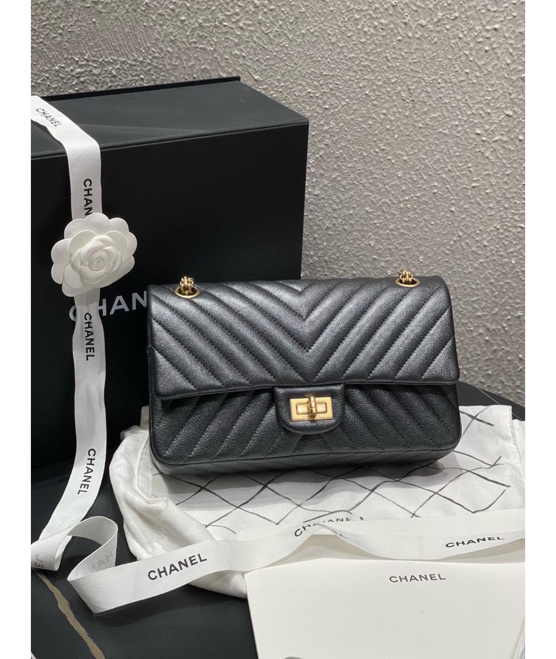 CHANEL Антрацитовая кожаная сумка через плечо, фото 10