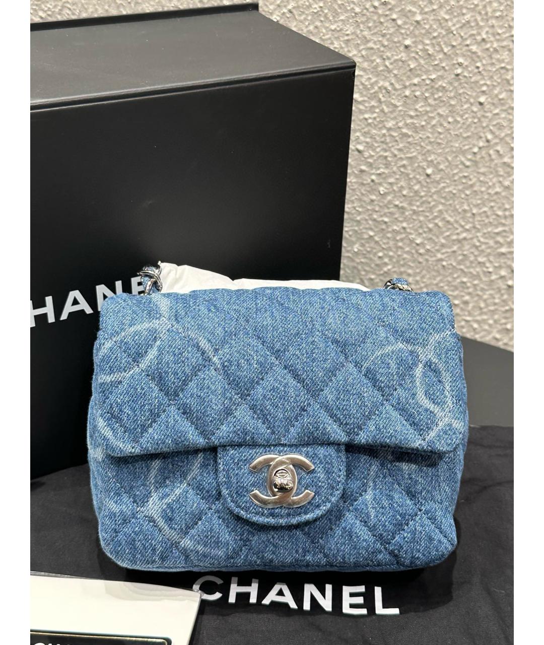 CHANEL Голубая деним сумка через плечо, фото 2