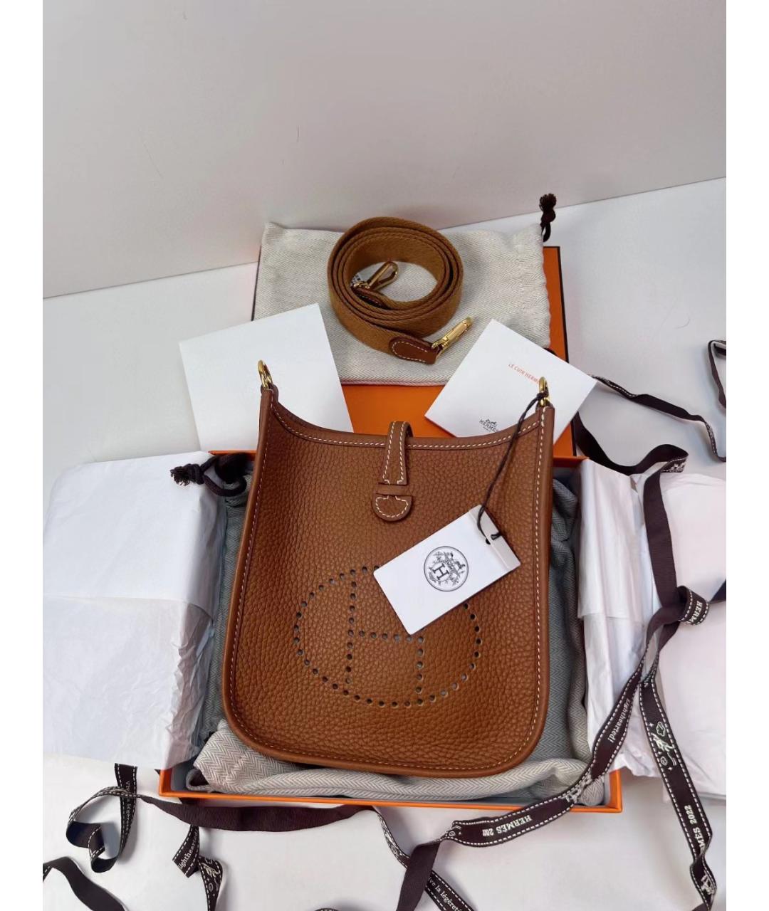 HERMES Коричневая кожаная сумка через плечо, фото 8