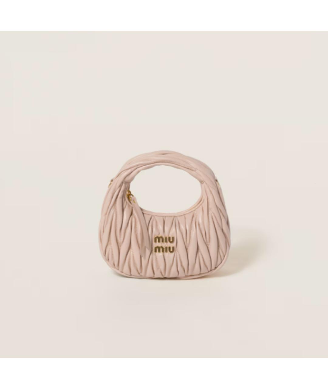 MIU MIU Розовая кожаная сумка с короткими ручками, фото 6