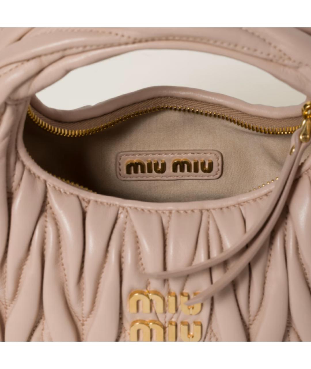 MIU MIU Розовая кожаная сумка с короткими ручками, фото 4