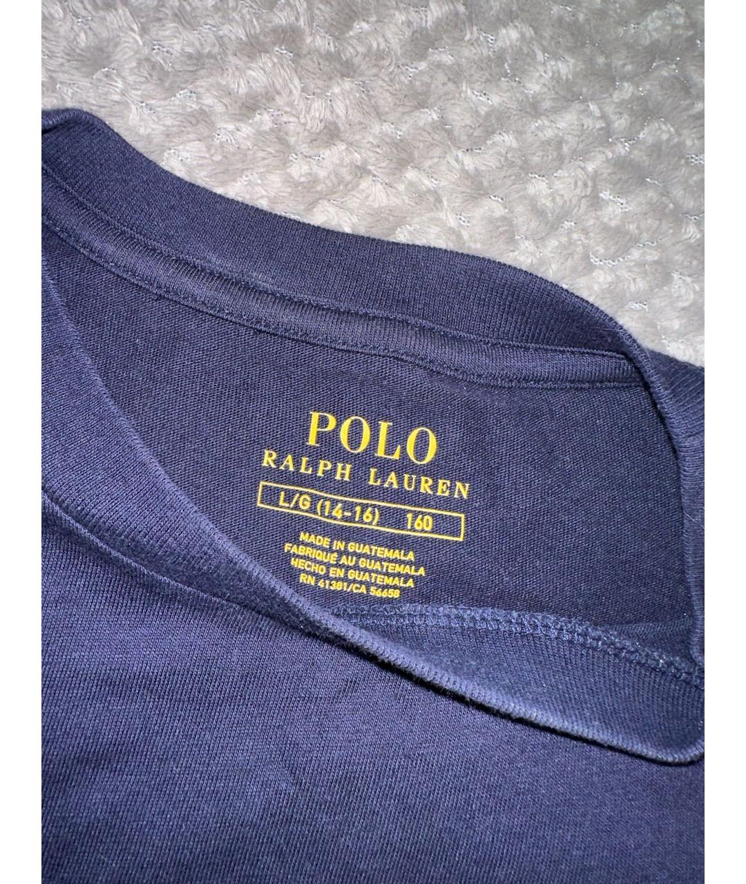 POLO RALPH LAUREN Темно-синий хлопковый детская футболка / топ, фото 2