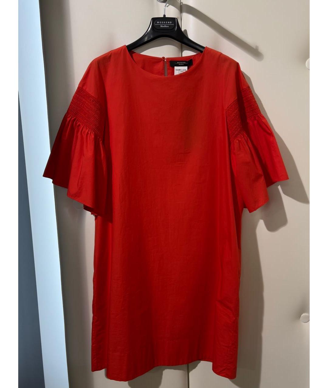 WEEKEND MAX MARA Красное хлопковое повседневное платье, фото 6