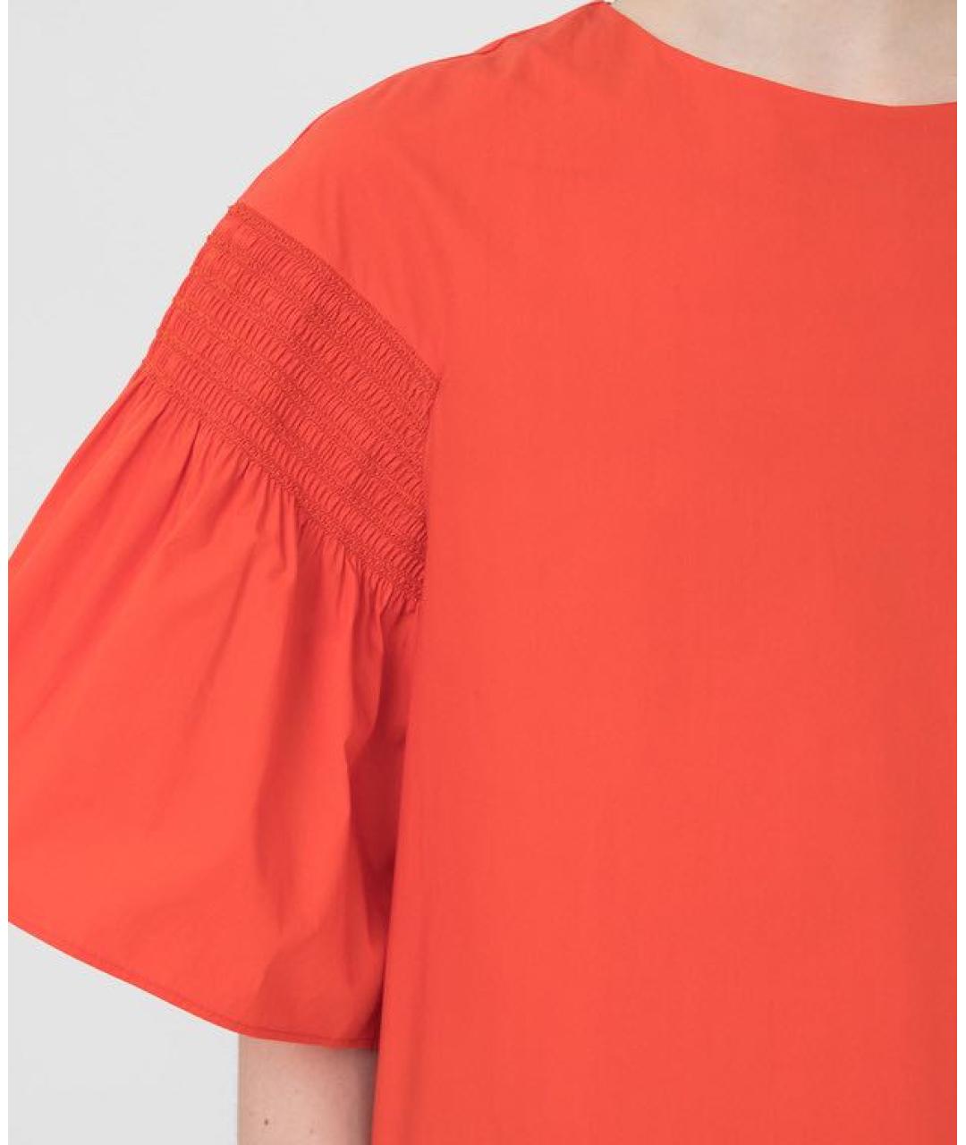 WEEKEND MAX MARA Красное хлопковое повседневное платье, фото 4