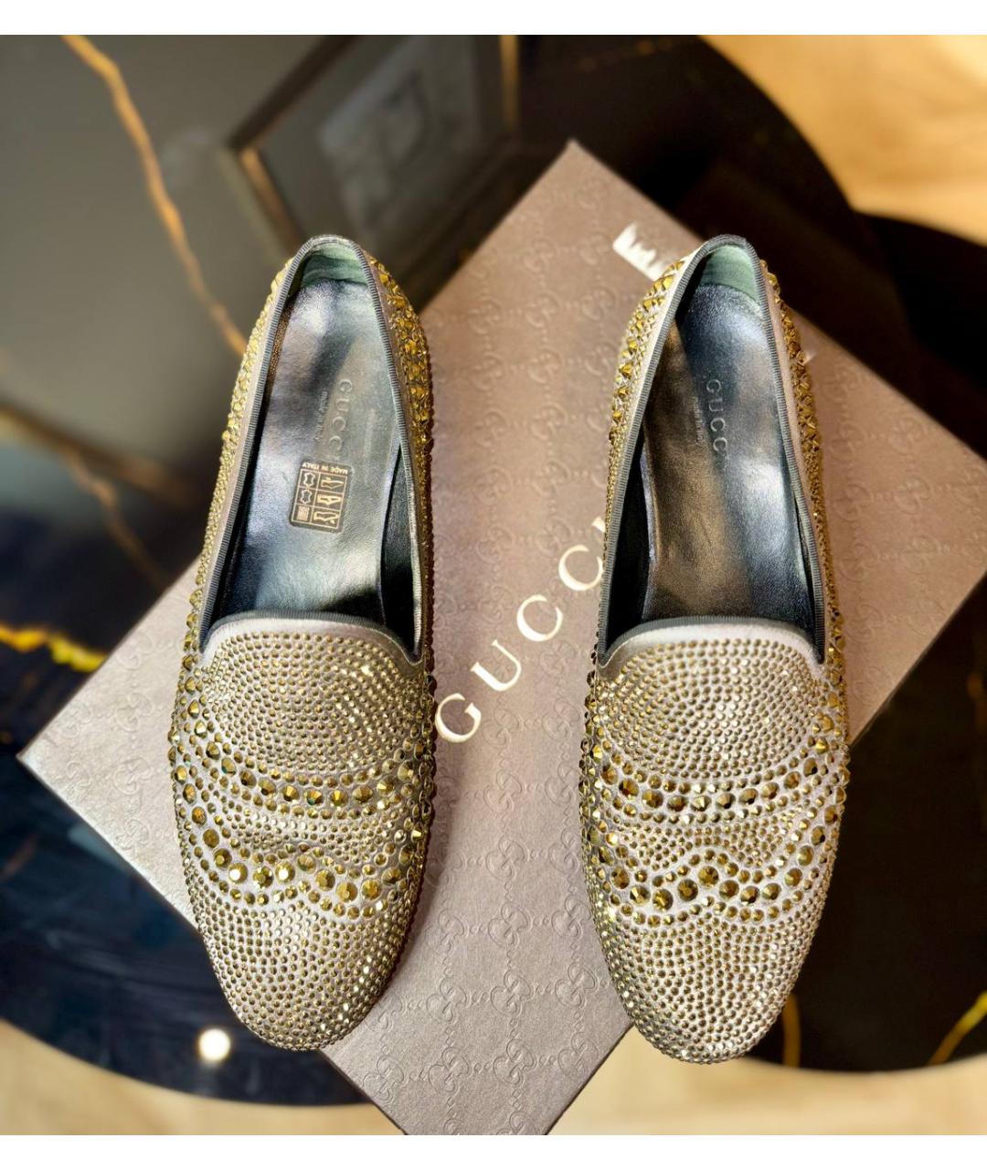 GUCCI Золотые лоферы, фото 4