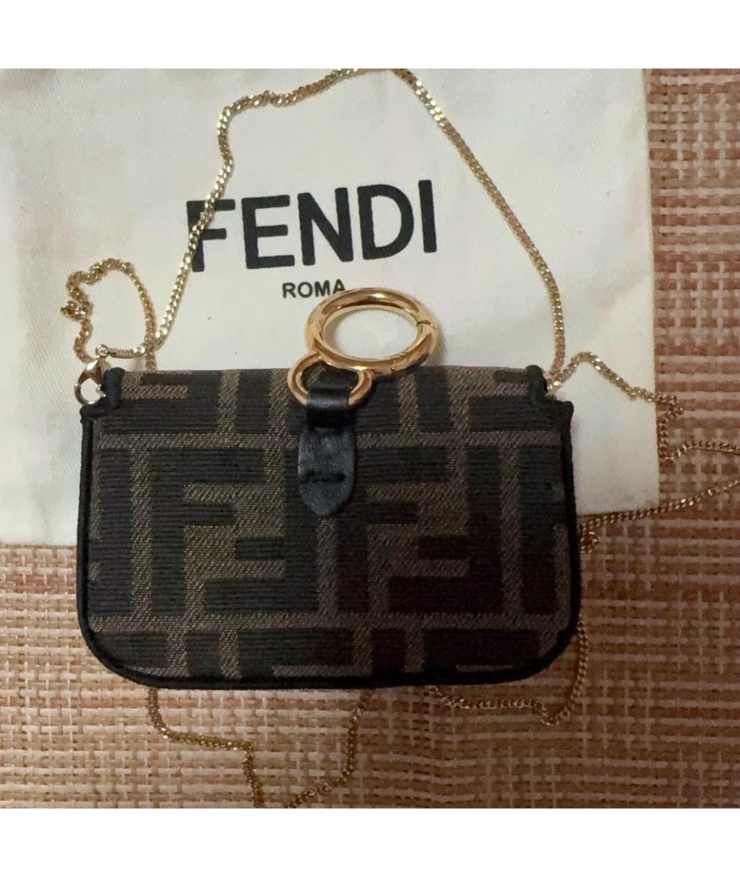 FENDI Коричневая тканевая сумка через плечо, фото 3