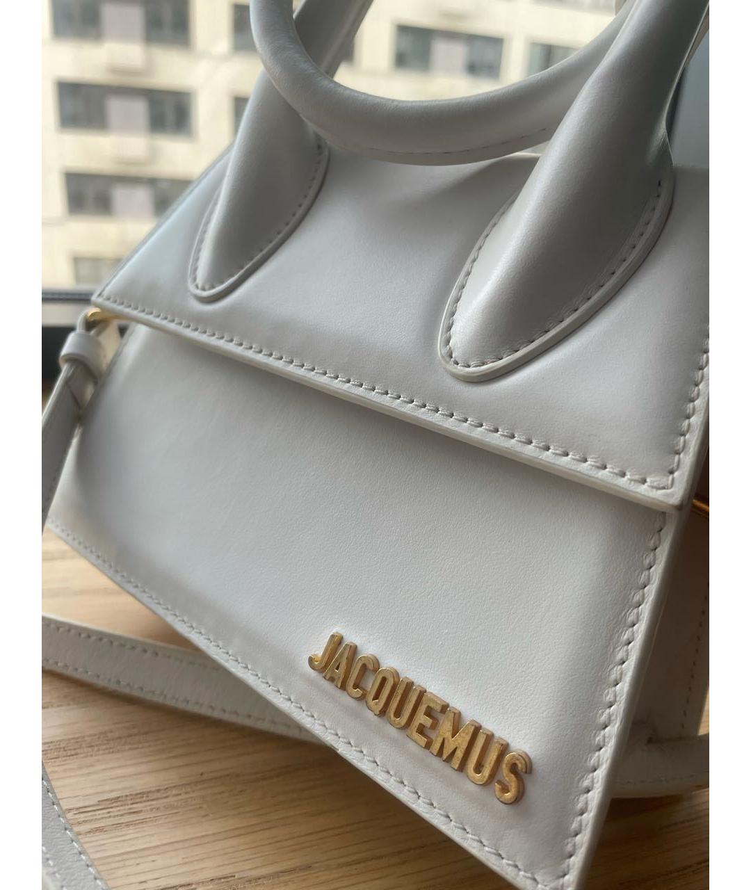 JACQUEMUS Белая кожаная сумка тоут, фото 4