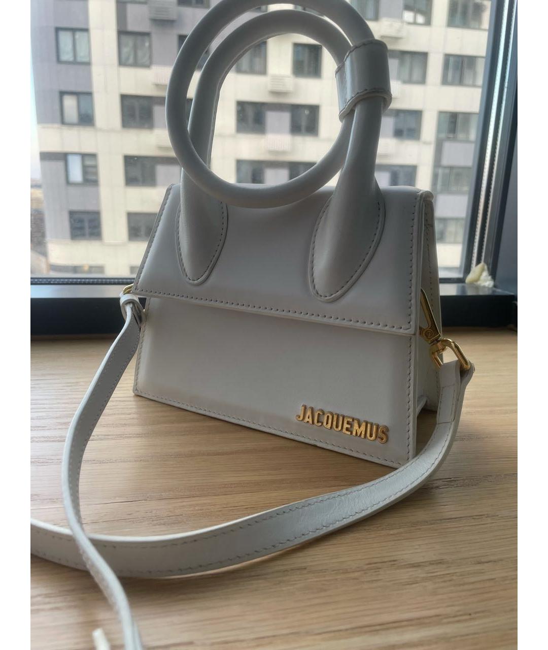 JACQUEMUS Белая кожаная сумка тоут, фото 2
