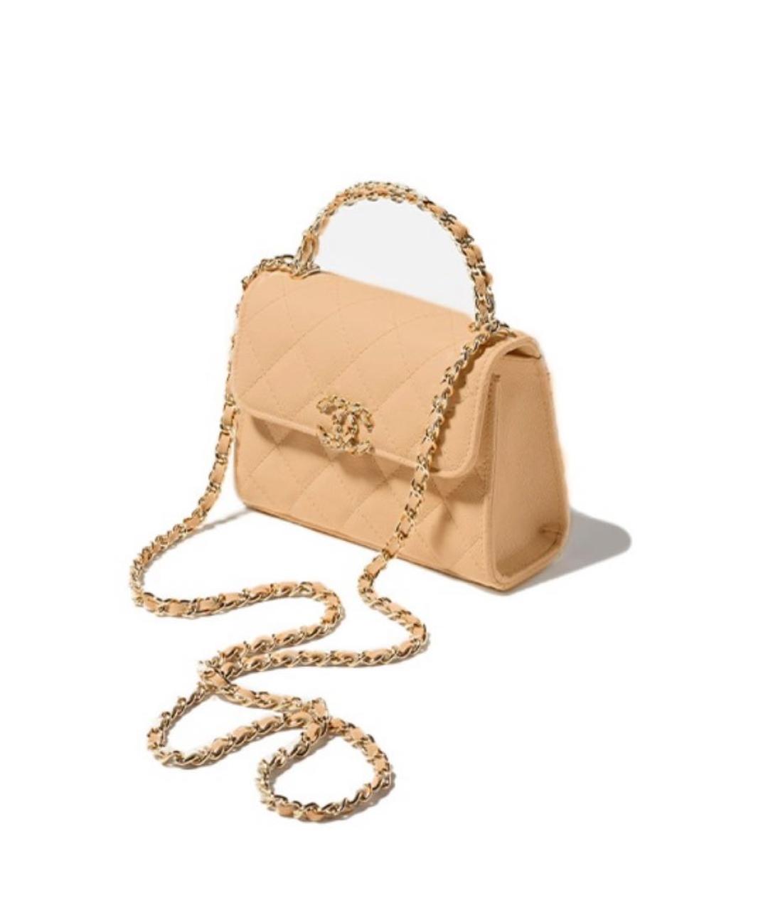 CHANEL Бежевая кожаная сумка через плечо, фото 2