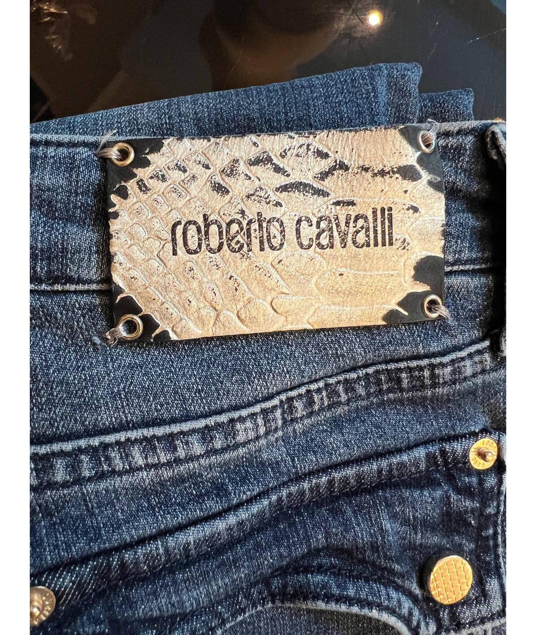 ROBERTO CAVALLI Темно-синие хлопковые джинсы клеш, фото 3