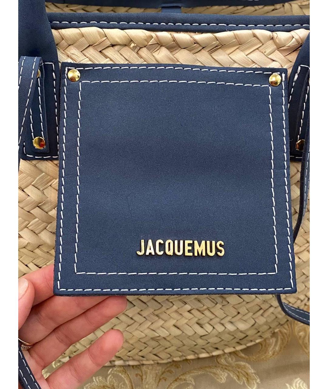 JACQUEMUS Бежевая пелетеная пляжная сумка, фото 7