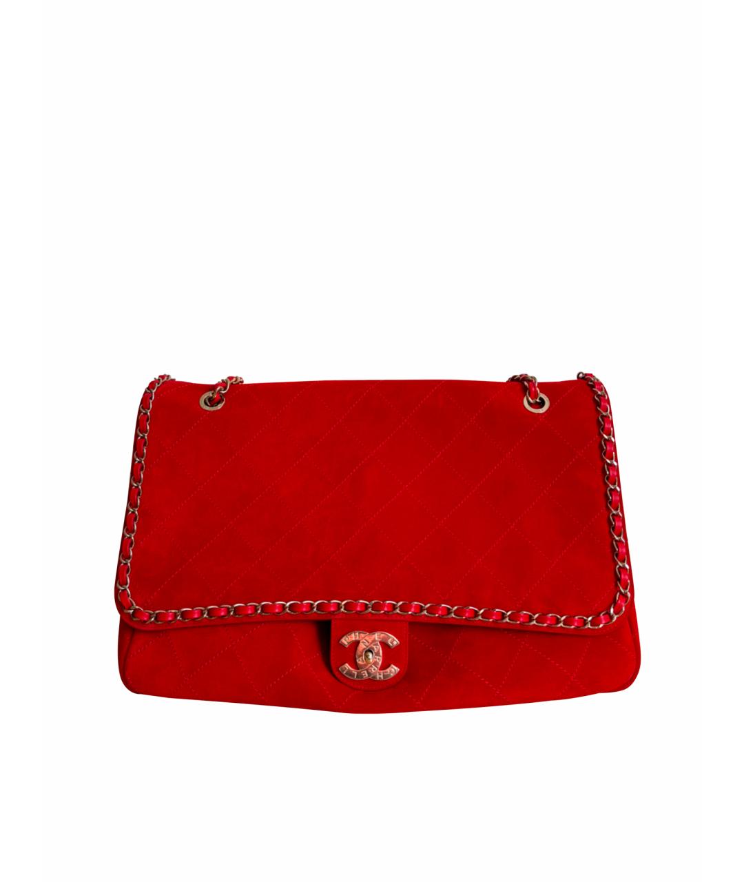 CHANEL Красная замшевая сумка через плечо, фото 9