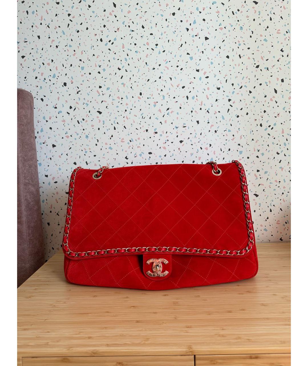 CHANEL Красная замшевая сумка через плечо, фото 8