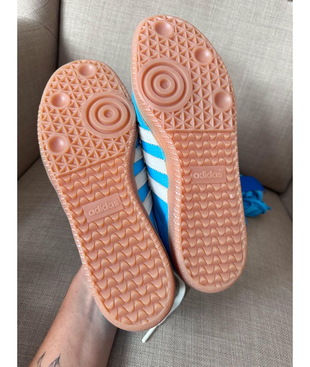 ADIDAS Голубые кожаные кроссовки, фото 5