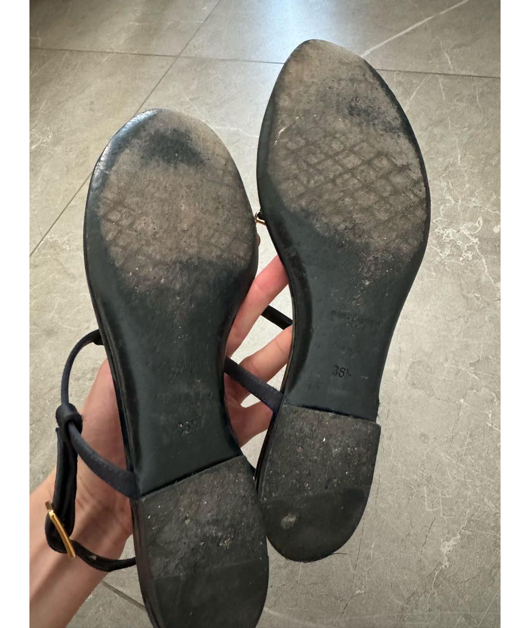 SAINT LAURENT Черные кожаные сандалии, фото 5
