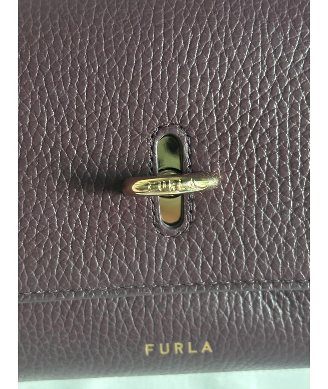 FURLA Бордовая кожаная сумка через плечо, фото 3