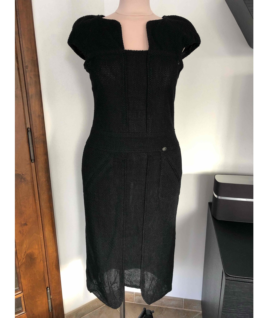 CHANEL PRE-OWNED Черное хлопковое повседневное платье, фото 5
