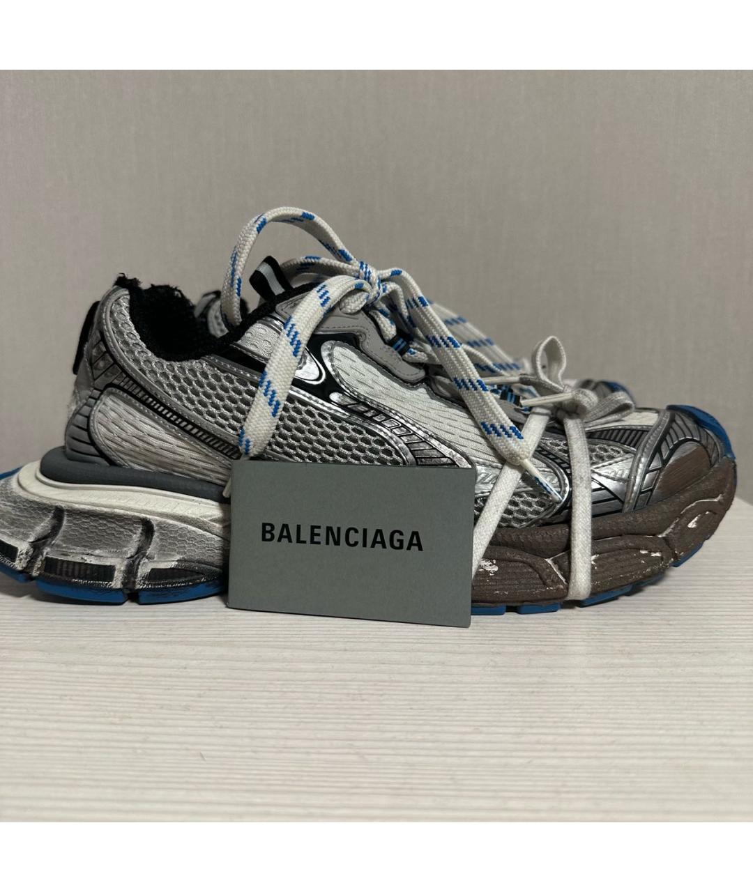 BALENCIAGA Серебряные текстильные низкие кроссовки / кеды, фото 7