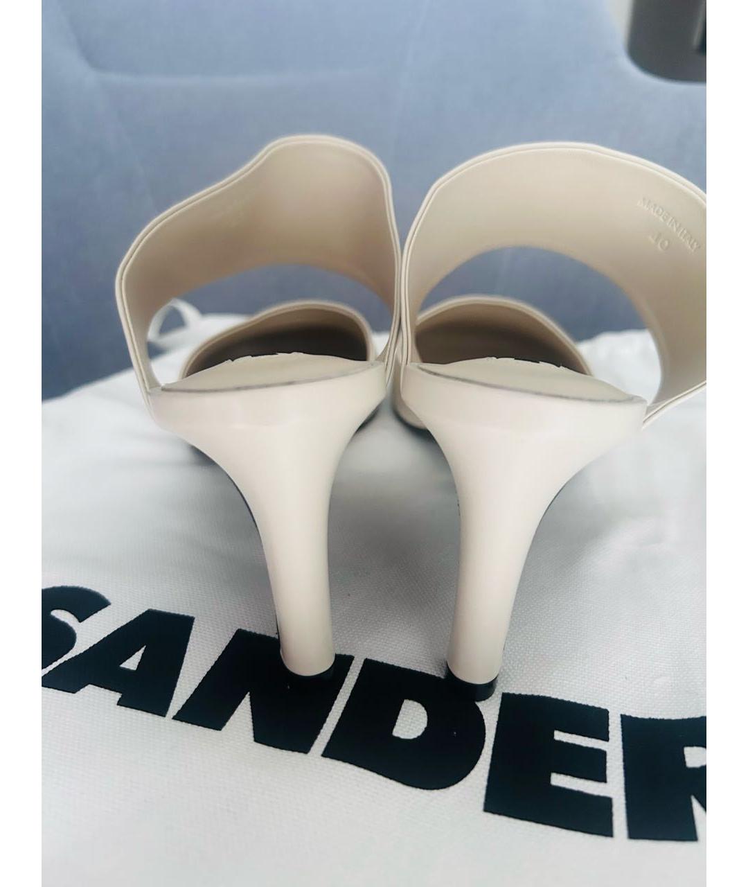 JIL SANDER Белые кожаные мюли, фото 5