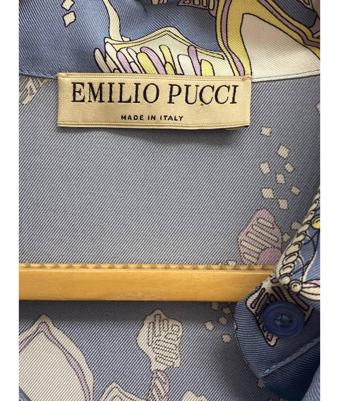 EMILIO PUCCI Голубая шелковая блузы, фото 6