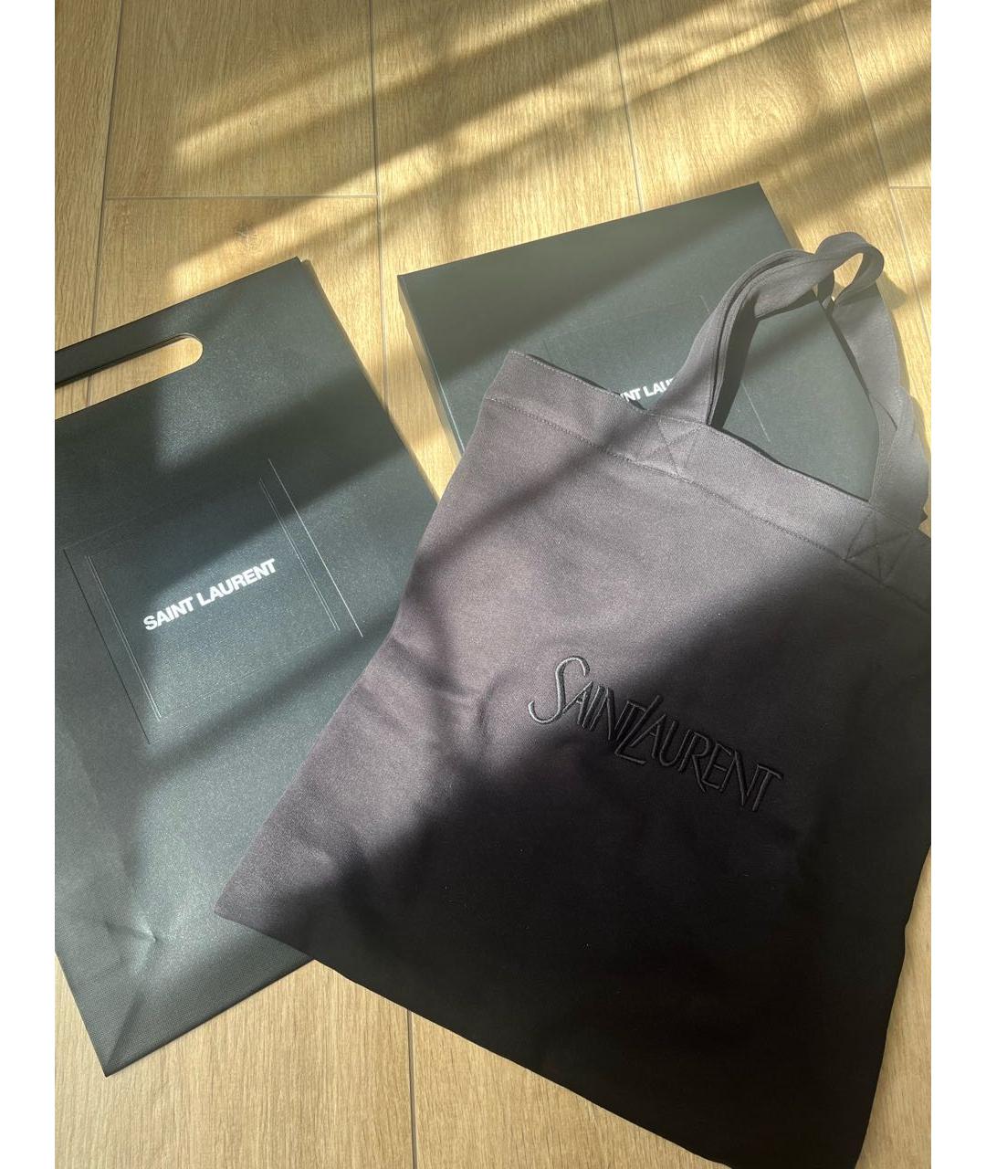 SAINT LAURENT Черная тканевая сумка тоут, фото 3