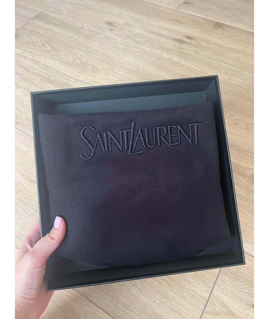 SAINT LAURENT Черная тканевая сумка тоут, фото 2